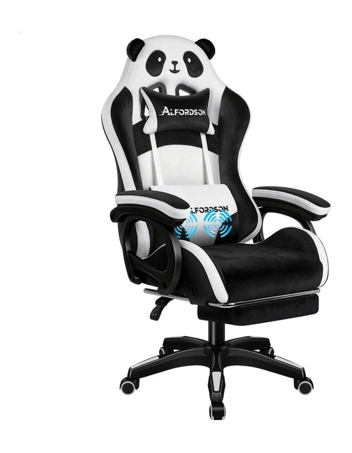 Gaming Office Chair Racing Massage Computer Seat Footrest Velvet image 1