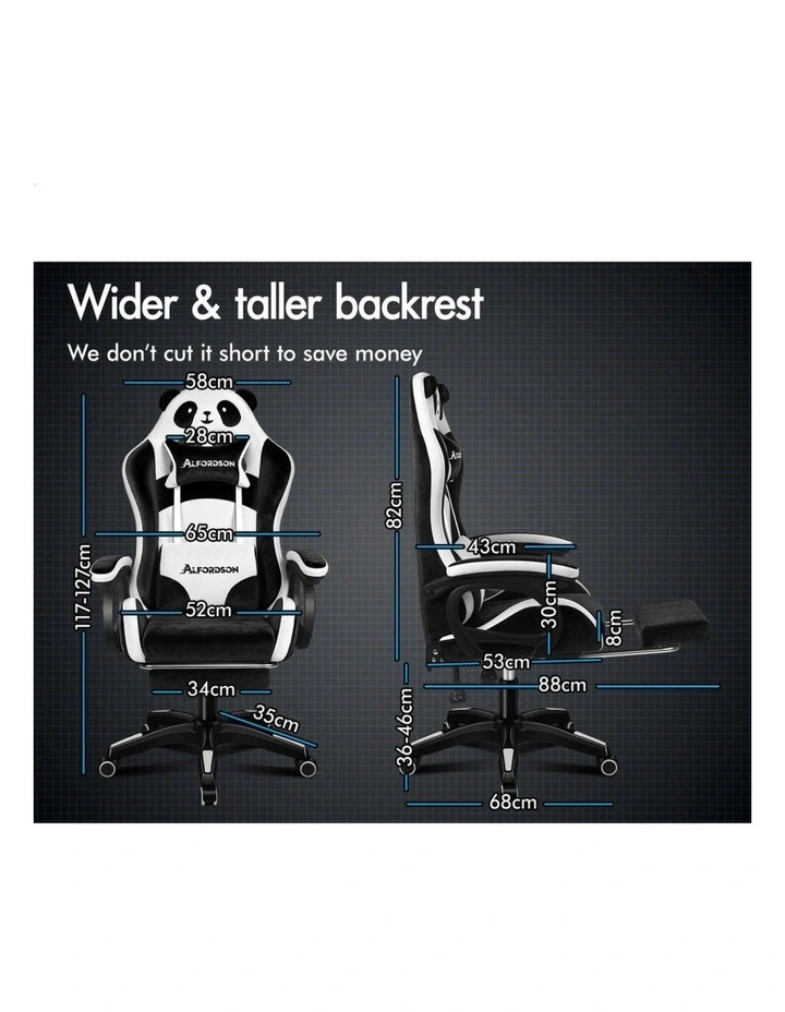 Gaming Office Chair Racing Massage Computer Seat Footrest Velvet image 2
