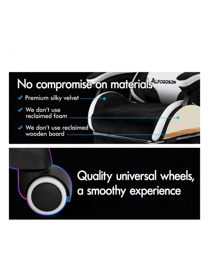 Gaming Office Chair Racing Massage Computer Seat Footrest Velvet image 6
