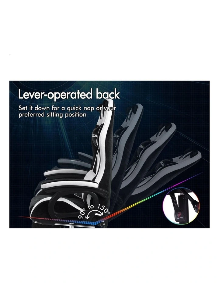 Gaming Office Chair Racing Massage Computer Seat Footrest Velvet image 7