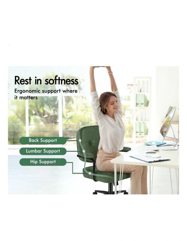 Office Chair Ergonomic Executive Computer Work Seat Chenille Green image 3
