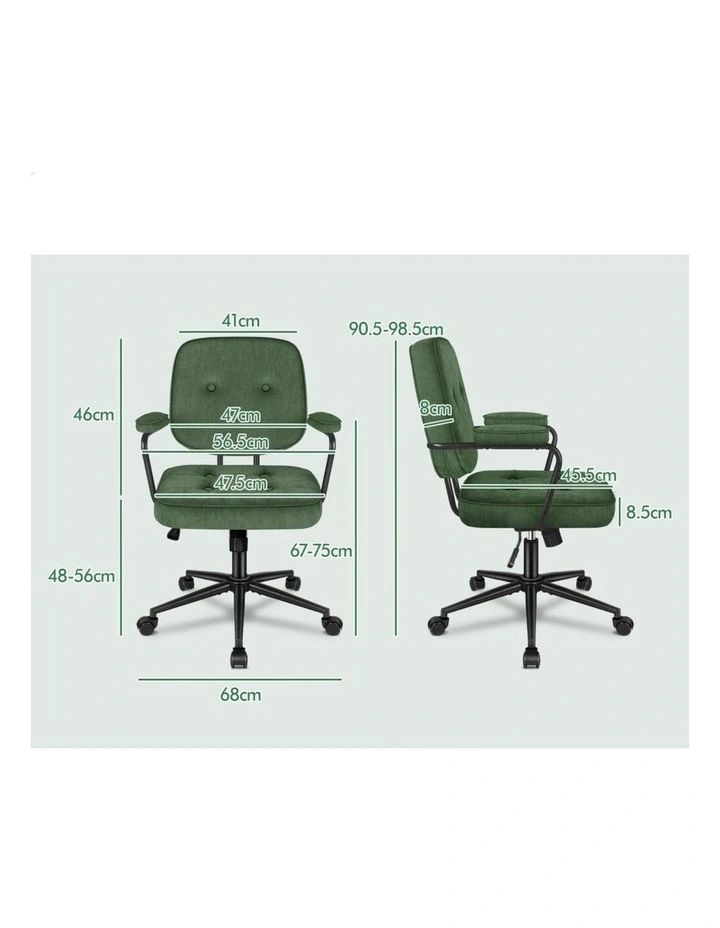 Office Chair Ergonomic Executive Computer Work Seat Chenille Green image 7