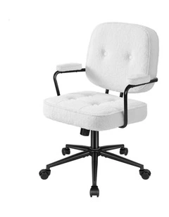 Office Chair Ergonomic Executive Computer Work Seat Boucle White