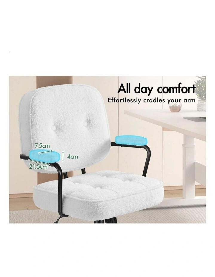 Office Chair Ergonomic Executive Computer Work Seat Boucle White image 4