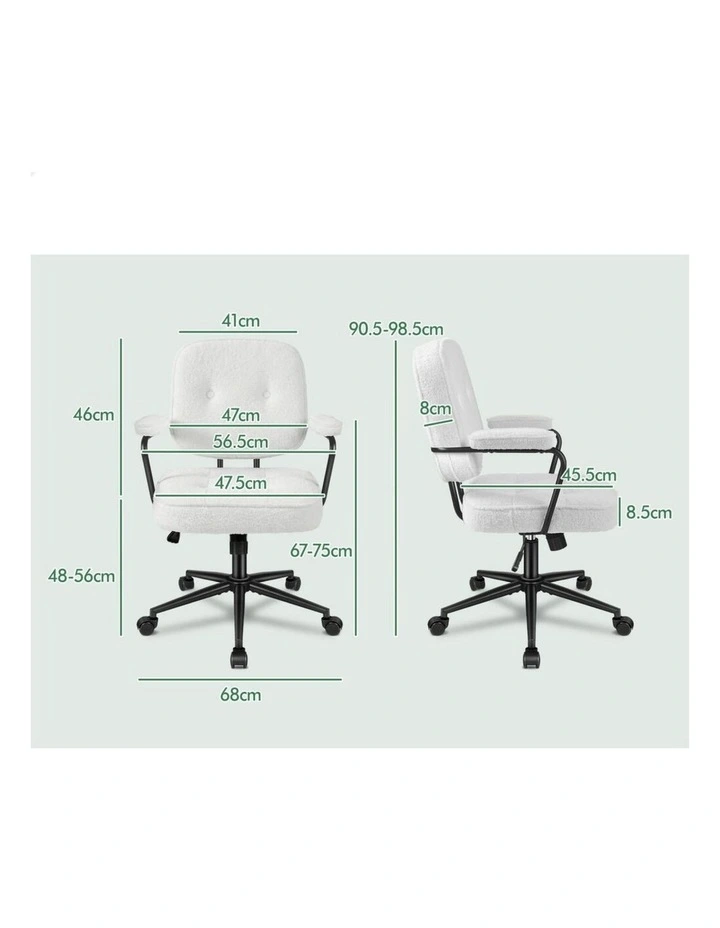 Office Chair Ergonomic Executive Computer Work Seat Boucle White image 5