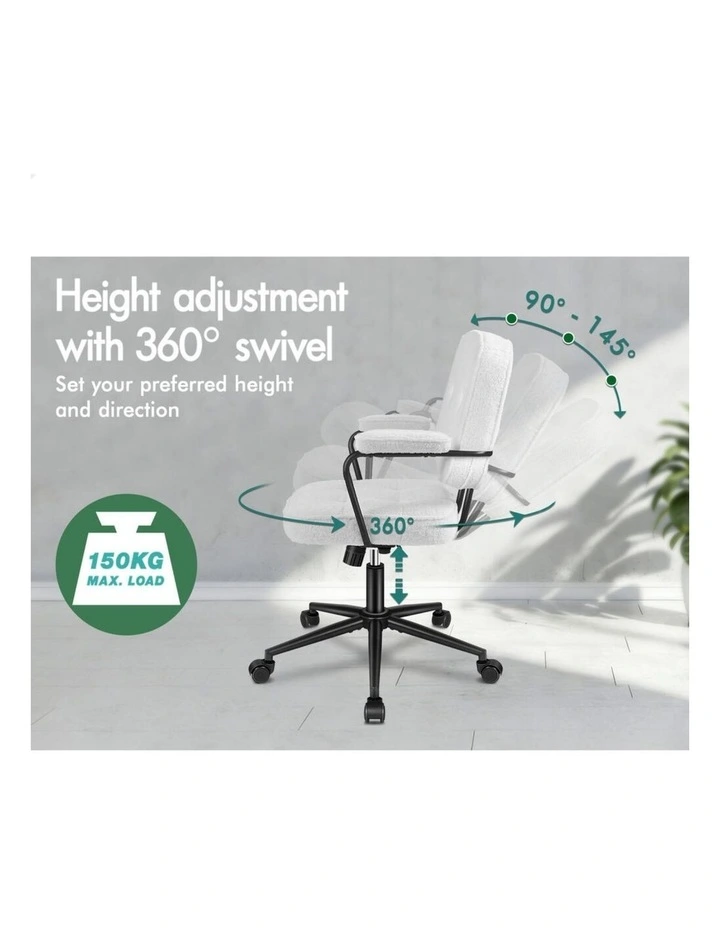 Office Chair Ergonomic Executive Computer Work Seat Boucle White image 6