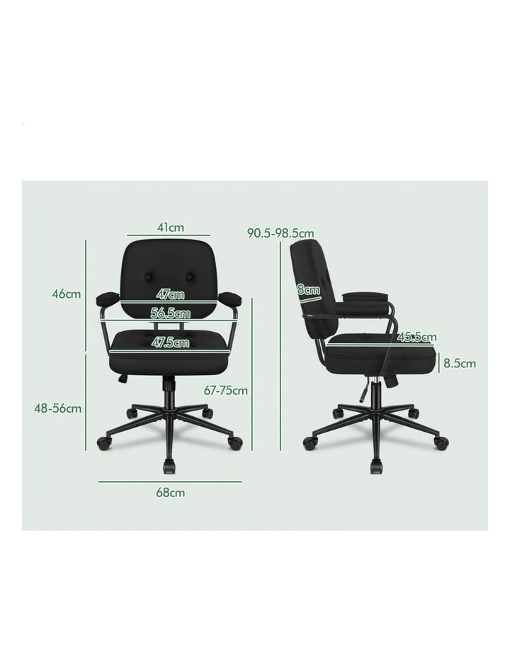 Office Chair Ergonomic Executive Computer Work Seat Fabric Black image 2