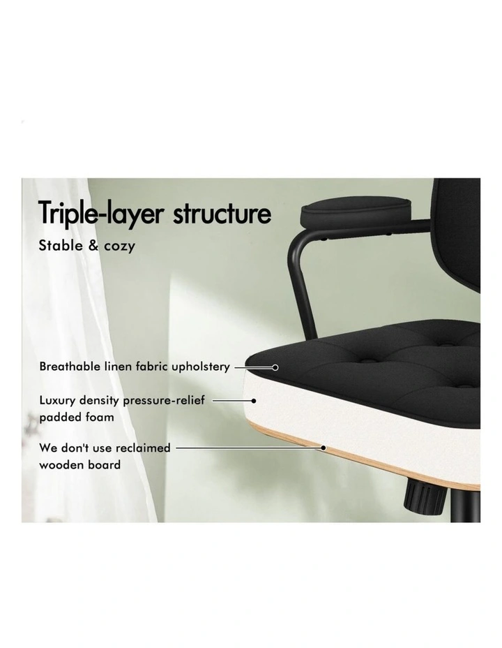 Office Chair Ergonomic Executive Computer Work Seat Fabric Black image 5