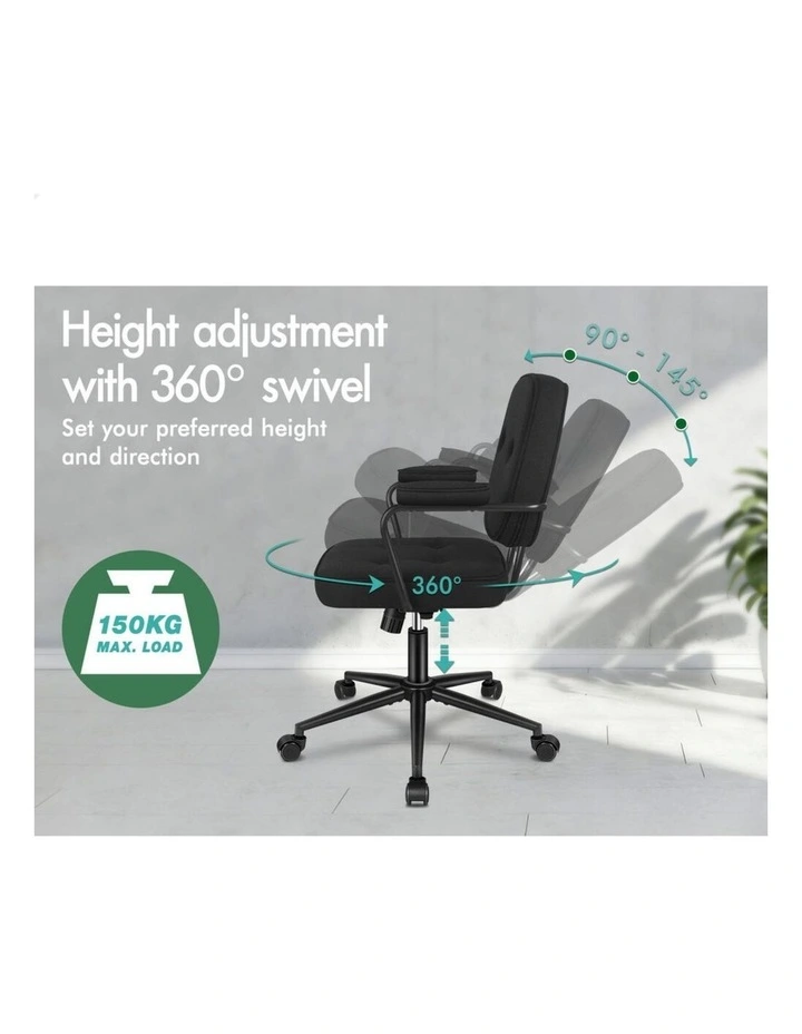 Office Chair Ergonomic Executive Computer Work Seat Fabric Black image 7