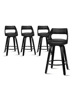 Bar Stools  Swivel Leather Dining Chair x4 in Black