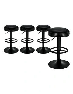 Bar Stools Backless Swivel All Black Sade x4