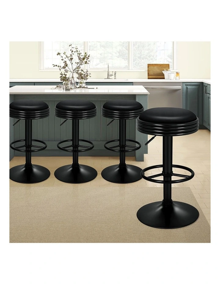 Bar Stools Backless Swivel All Black Sade x4 image 2