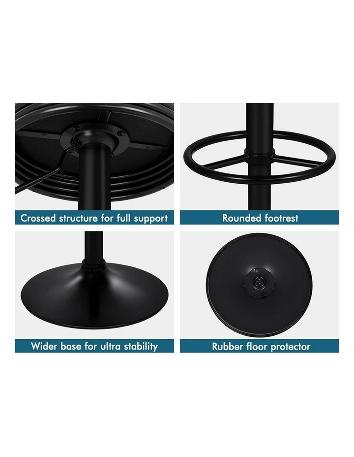 Bar Stools Backless Swivel All Black Sade x4 image 4