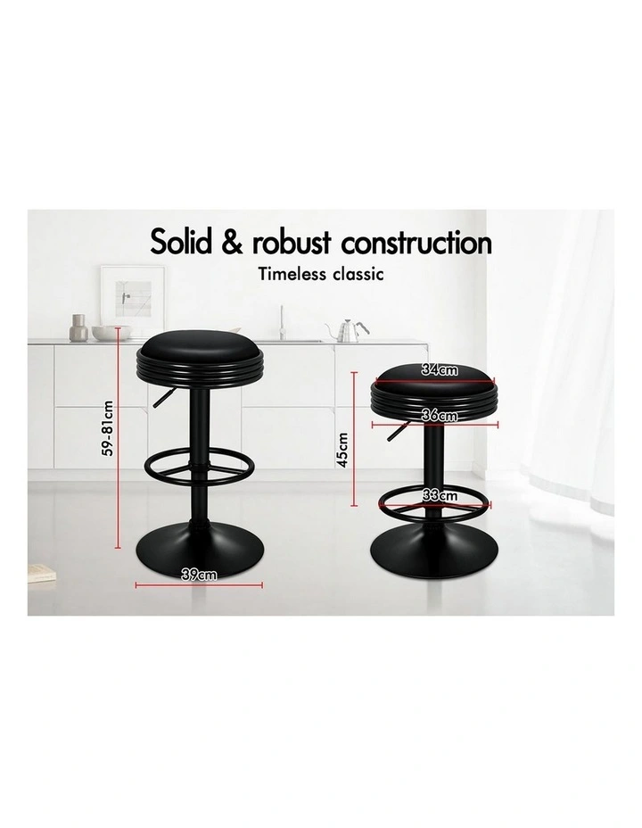 Bar Stools Backless Swivel All Black Sade x4 image 6