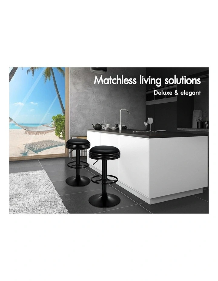 Bar Stools Backless Swivel All Black Sade x4 image 7