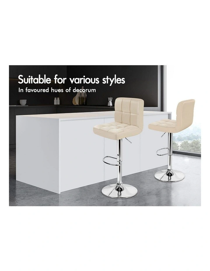 Leather Kitchen Bar Stools x4 in Beige image 3