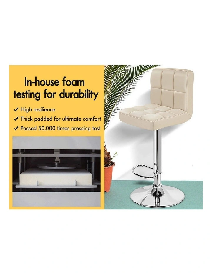 Leather Kitchen Bar Stools x4 in Beige image 6