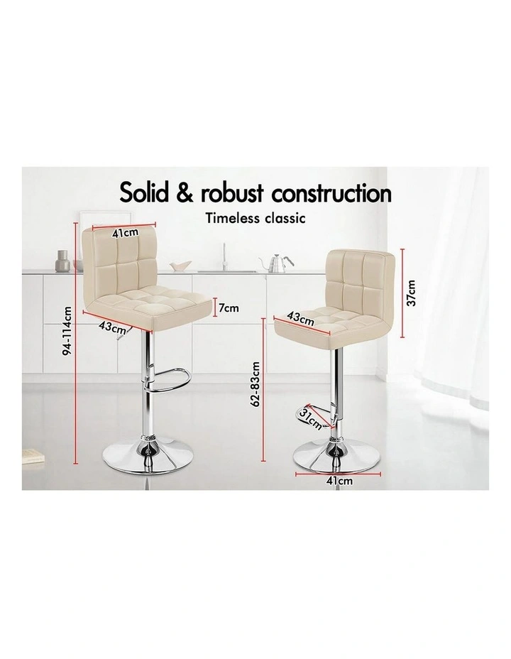 Leather Kitchen Bar Stools x4 in Beige image 7