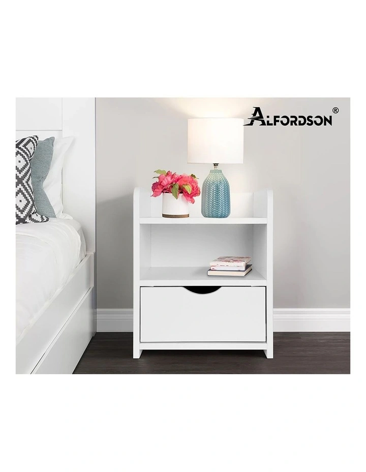 Bedside Table Open Shelf White image 5