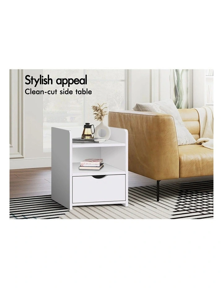 Bedside Table Open Shelf White image 7