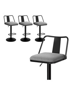 4x Bar Stools Gas Lift Fabric Bar Chairs Kitchen Swivel Gloria GREY