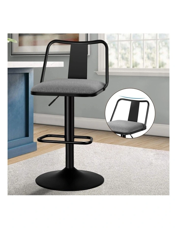 4x Bar Stools Gas Lift Fabric Bar Chairs Kitchen Swivel Gloria GREY image 6
