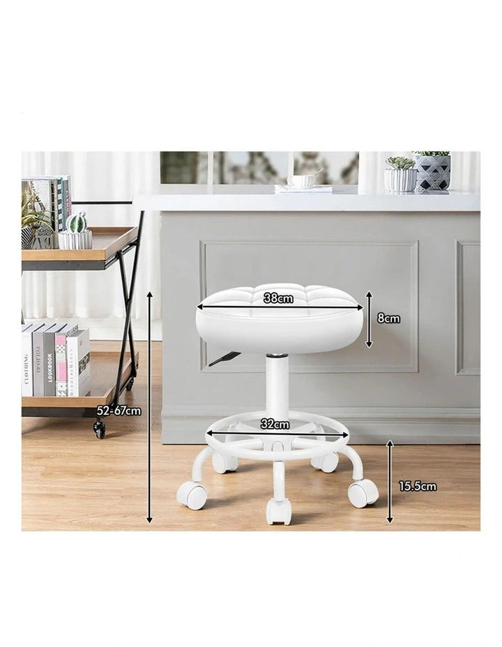 Salon Stool Round Swivel Barber Hair Dress Chair Gas Lift All White image 3