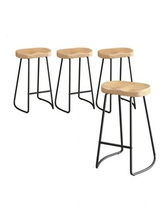 4x Bar Stools 75cm Tractor Kitchen Wooden Vintage Chair Natural