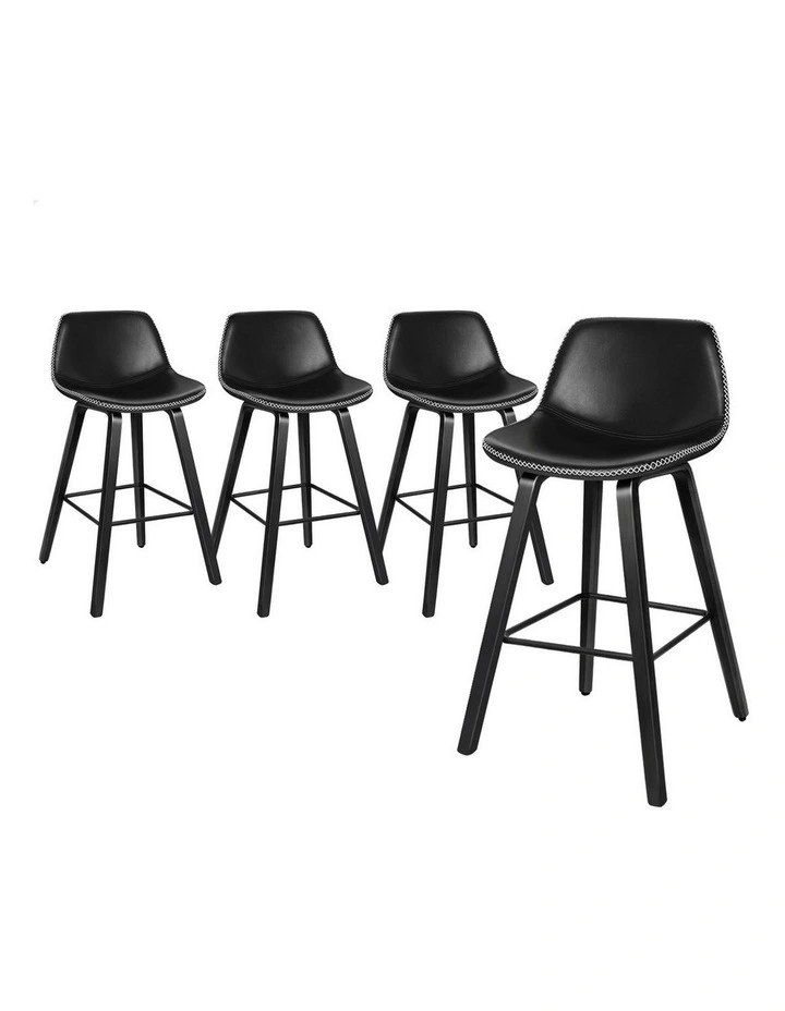Bar Stools Embellished Stitching All Black Noah X4 image 1