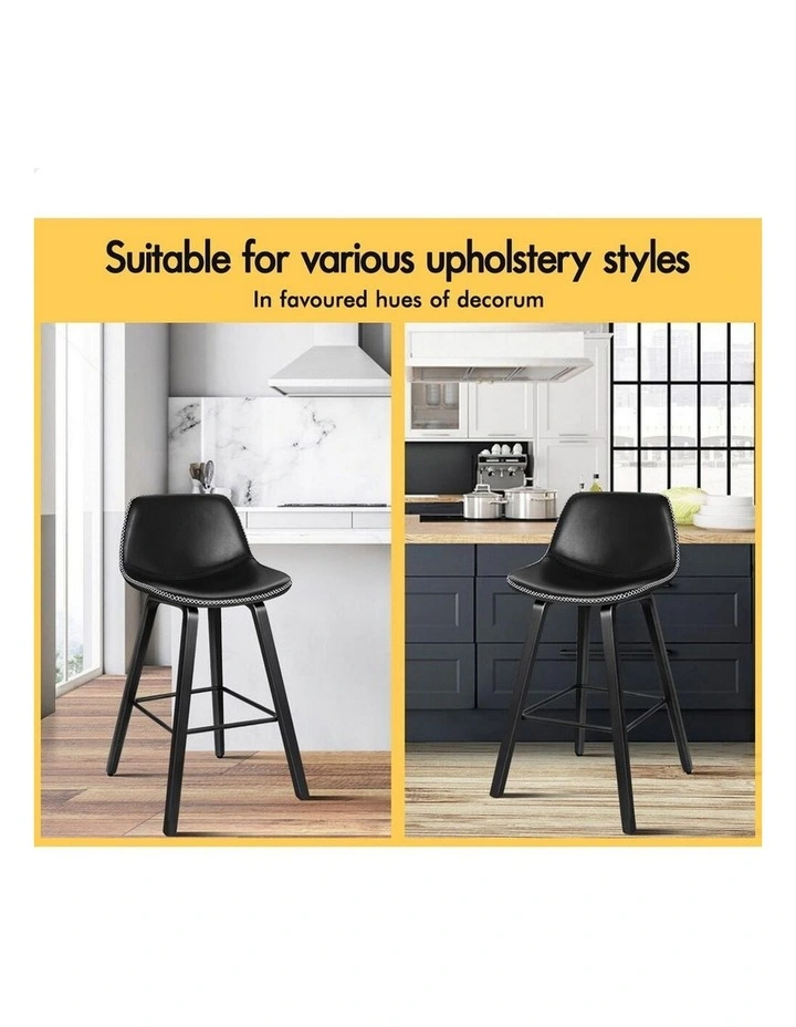 Bar Stools Embellished Stitching All Black Noah X4 image 2