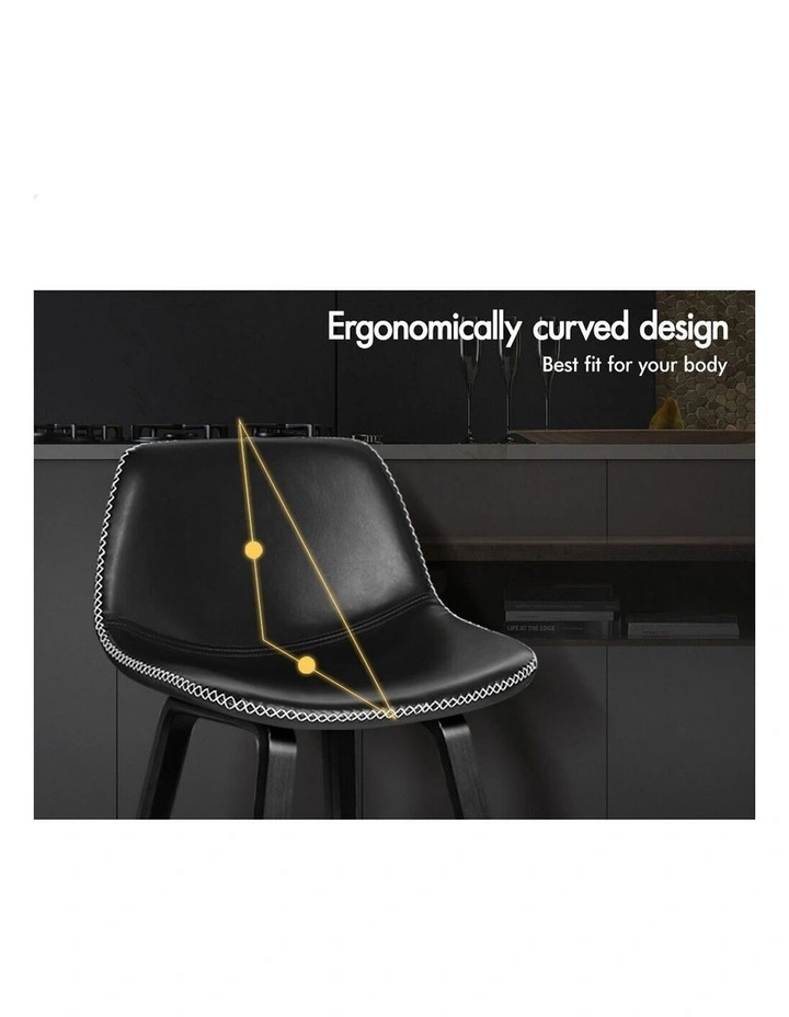 Bar Stools Embellished Stitching All Black Noah X4 image 6