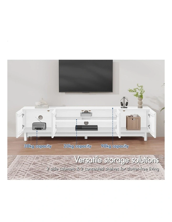 Entertainment Unit 180cm TV Cabinet Stand White image 2