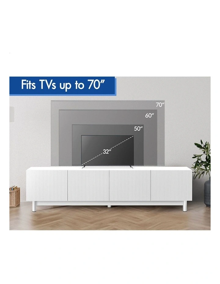 Entertainment Unit 180cm TV Cabinet Stand White image 3