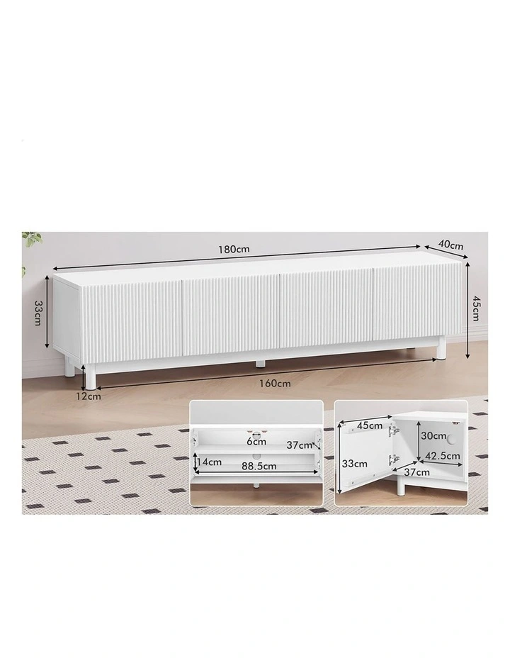 Entertainment Unit 180cm TV Cabinet Stand White image 5