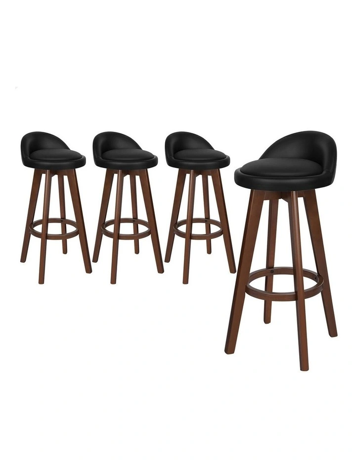 Bar Stools Wooden Black Brown X4 image 1