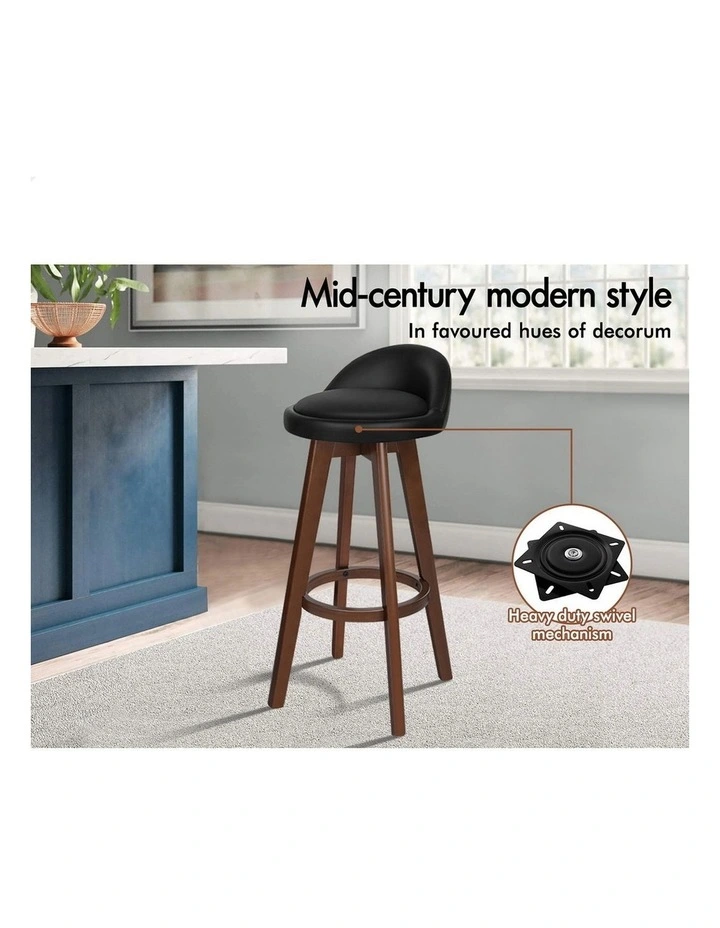 Bar Stools Wooden Black Brown X4 image 6