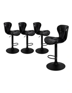 Bar Stools Triangle Motif All Black Luna x4