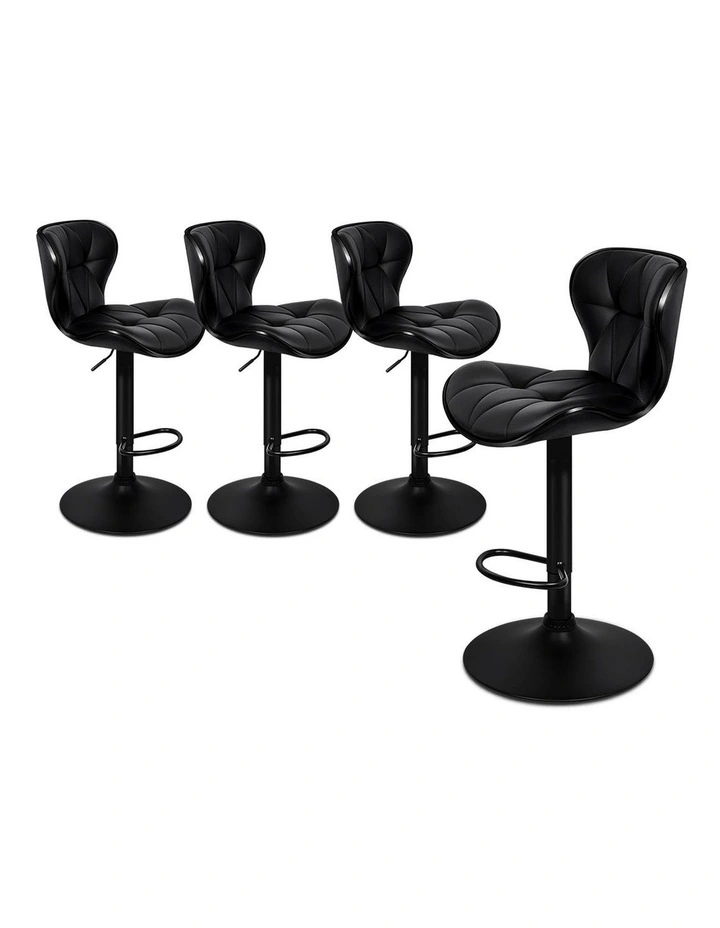 Bar Stools Triangle Motif All Black Luna x4 image 1