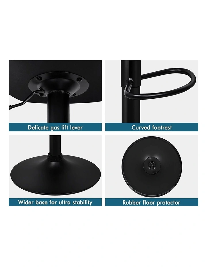 Bar Stools Triangle Motif All Black Luna x4 image 5