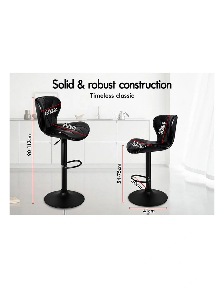 Bar Stools Triangle Motif All Black Luna x4 image 7