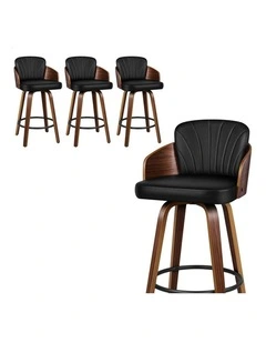 4x Swivel Bar Stools Alice Kitchen Wooden Dining Chair Black