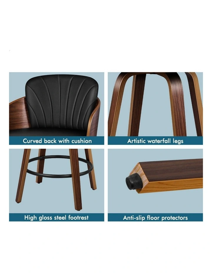 4x Swivel Bar Stools Alice Kitchen Wooden Dining Chair Black image 4