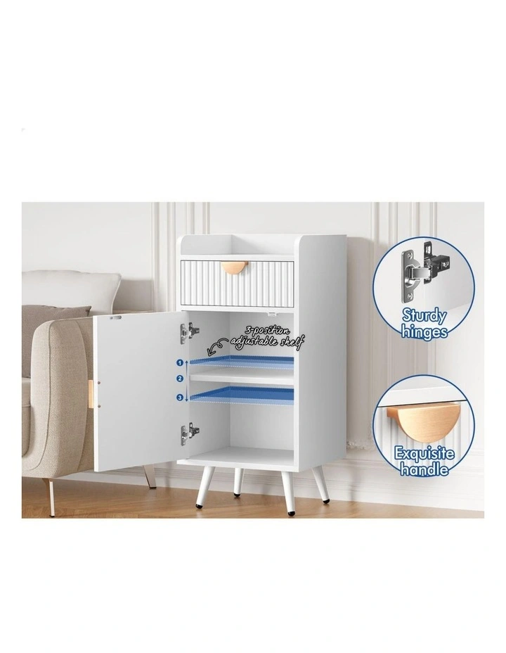 Storage Cabinet Bathroom Buffet Sideboard Bedside Table White image 2