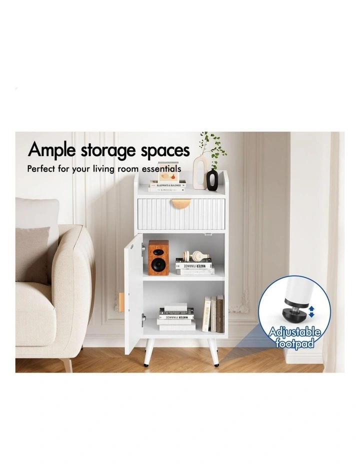 Storage Cabinet Bathroom Buffet Sideboard Bedside Table White image 4