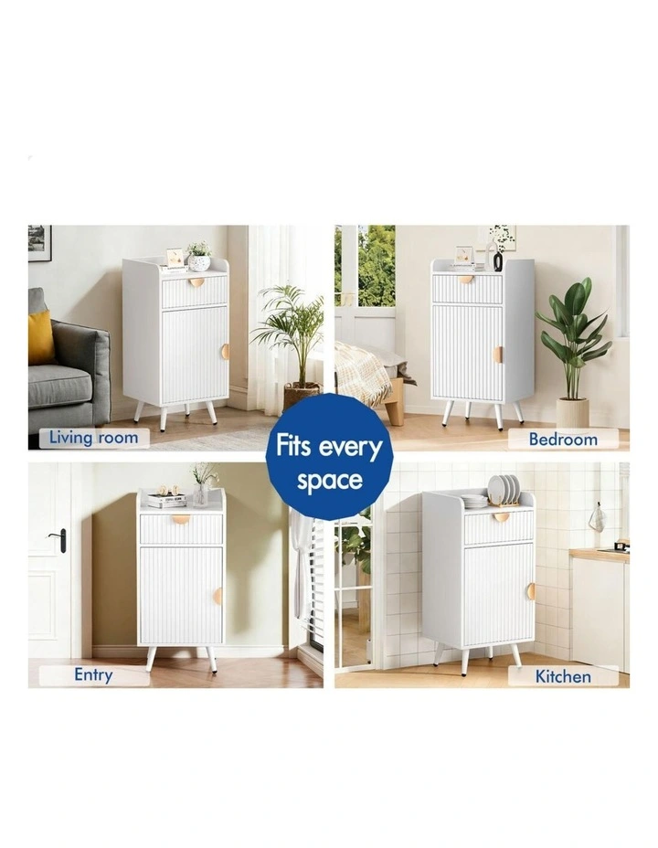 Storage Cabinet Bathroom Buffet Sideboard Bedside Table White image 5