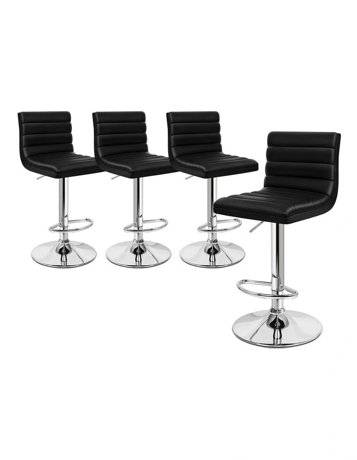 Bar Stools Kitchen Swivel Black Ruel x4 image 1