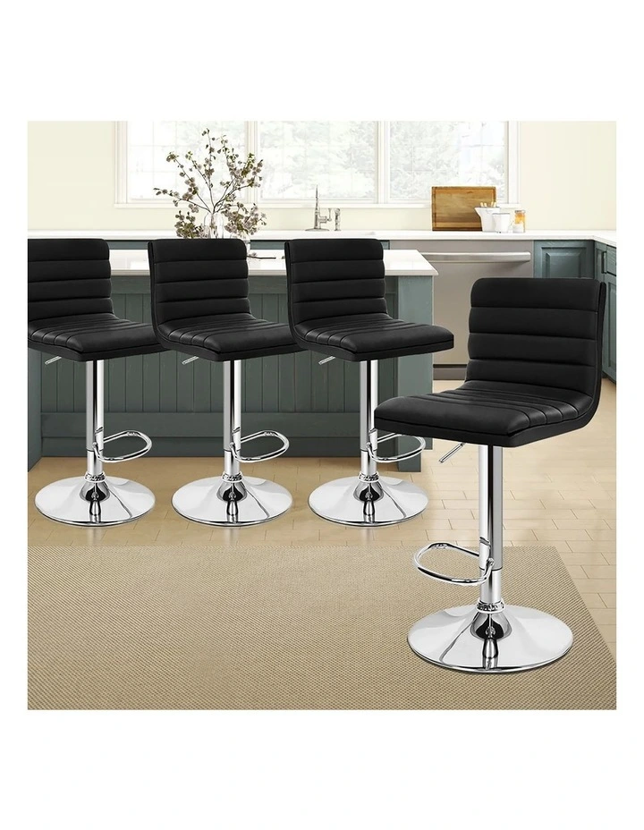 Bar Stools Kitchen Swivel Black Ruel x4 image 3