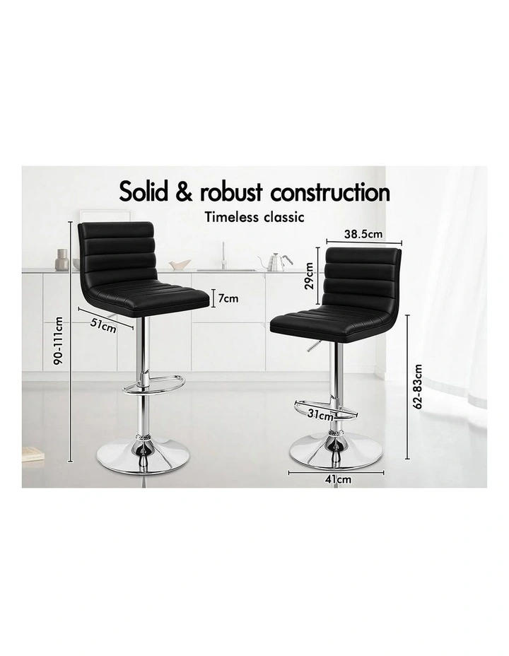 Bar Stools Kitchen Swivel Black Ruel x4 image 4