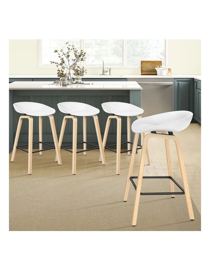 Bar Stools Wooden Chairs White X4 image 3