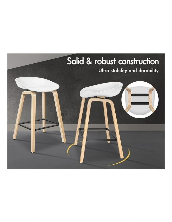 Bar Stools Wooden Chairs White X4 image 6